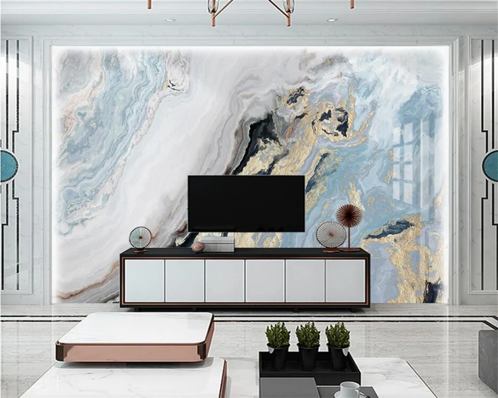 

beibehang Customized modern stylish blue gilt marble pattern TV background wallpaper papel de parede papier peint