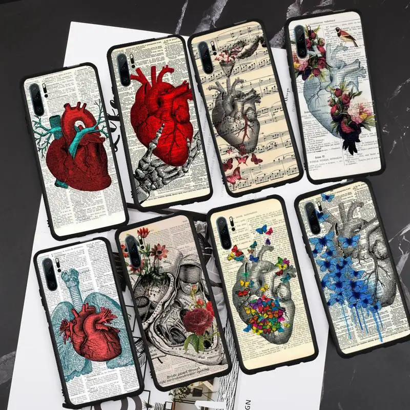 

Human anatomy organ newspaper Phone Case For Huawei honor Mate P 9 10 20 30 40 Pro 10i 7 8 a x Lite nova 5t Soft Shell Cover