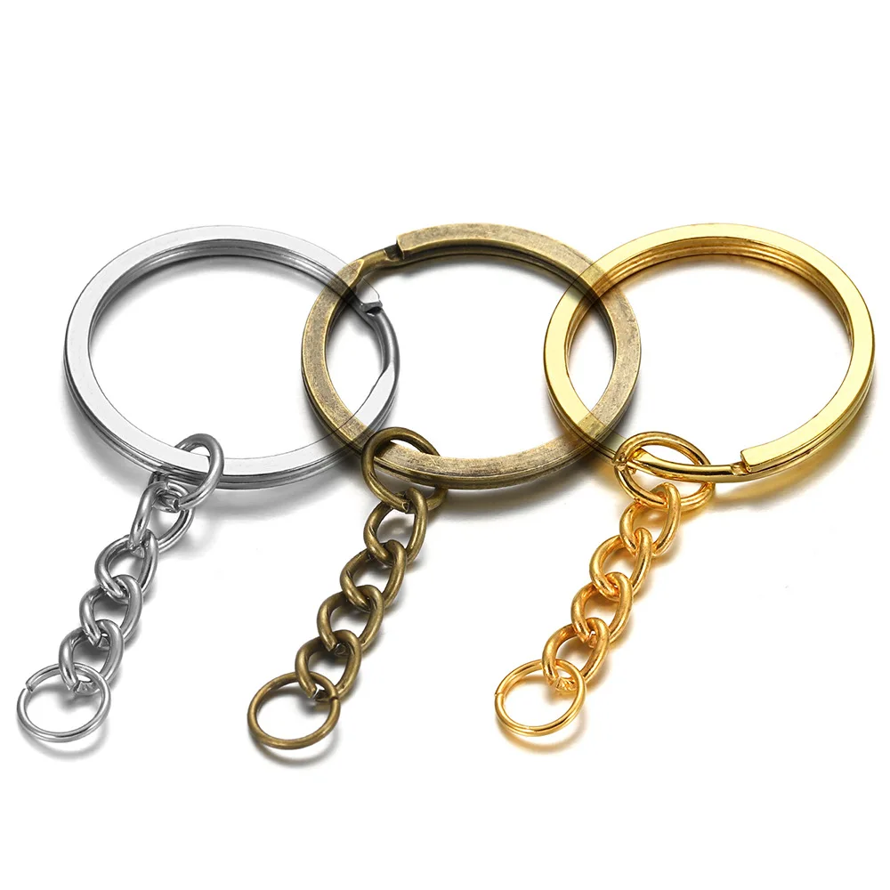 

10pcs/lot Key Chain Key Ring keychain Bronze Rhodium Gold 28mm Long Round Split Keyrings Keychain Jewelry Making DIY