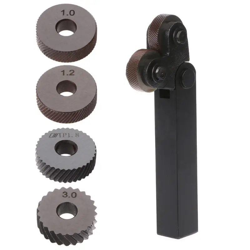 

2pcs Diagonal Linear Knurl Wheels Knurling Knurler Tool 1.0/1.2/1.8/3.0mm Pitch -hol