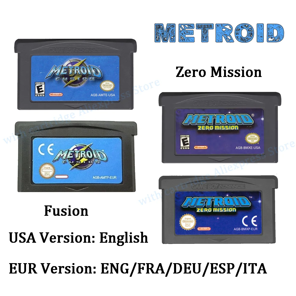 

32 Bit Super Metroid Series Fusion Zero Mission Video Game Cartridge Console Card USA/EUR Version For Nintendo GBA