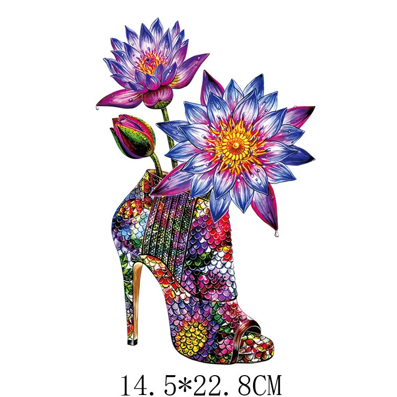 Цветы на высоком каблуке патч для утюга полосатый джинсов аппликация термопресс