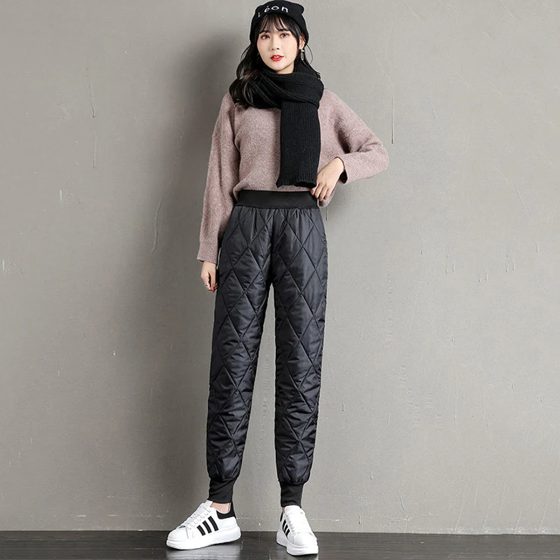 

Women Down Trousers Thick Velvet Winter High Waist Casual Pants Loose Plus Size 3XL Lightweight High Waisted Trousers