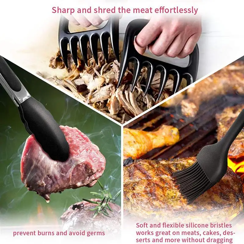 

Barbecue Gloves Set Waterproof BBQ Meat Claw Set Portable Baking Basting Brush Kit 5pcs/set Grill Oven Anti-Scalding Mitts