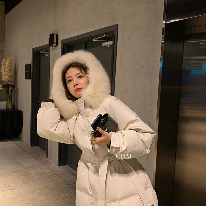 Cotton Parkas Women Fur Collar Loose High Quality Coats 2022 Winter Korean Fashion Elegant Thicken Warm Outwear Female CX2412