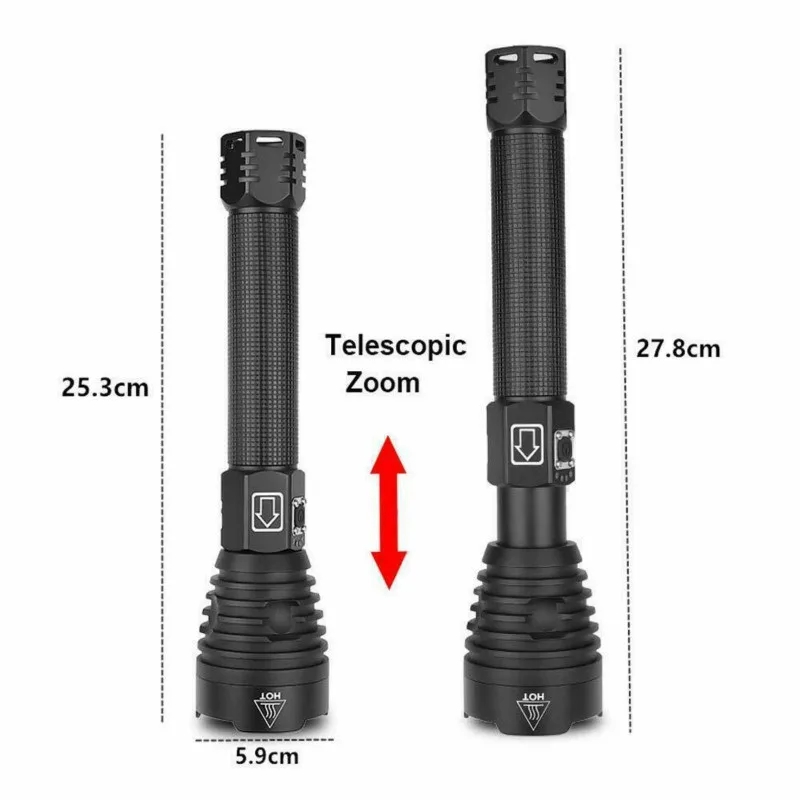 Comprar Al Aire Libre Linterna Brillante XHP90 Bombilla De Luz LED Recargable De Poderoso De Linterna De Calidad Superimpermeable Zoom De Luz