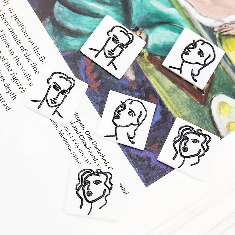 10 шт. модные абстрактные серьги для лица Matisse Фигурная линия Акриловые Резные