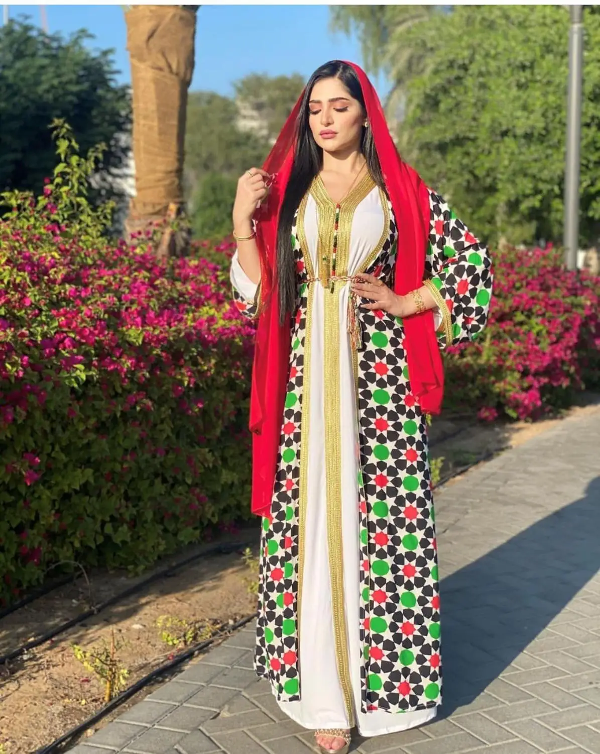 Дубай 2021 новый модный принт мусульманский женский длинный хиджаб длинное платье