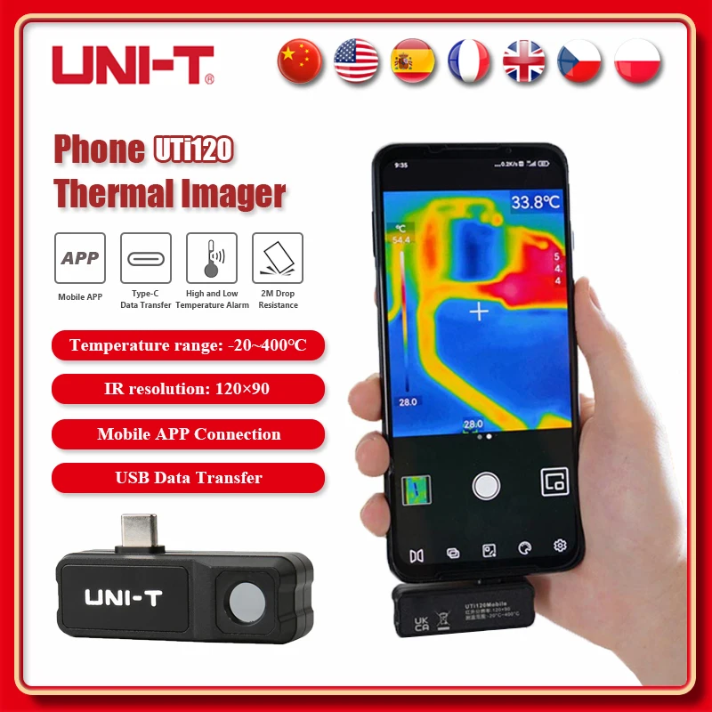 

UNI-T UTI120 мобильный телефон Инфракрасный Тепловизор, тепловизор для телефона с ночным видением, тепловизионная камера для Android