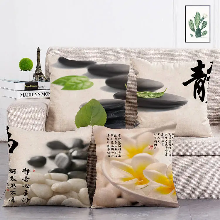 Наволочка для подушки с изображением китайских растений 45*45 квадратов|Наволочки|