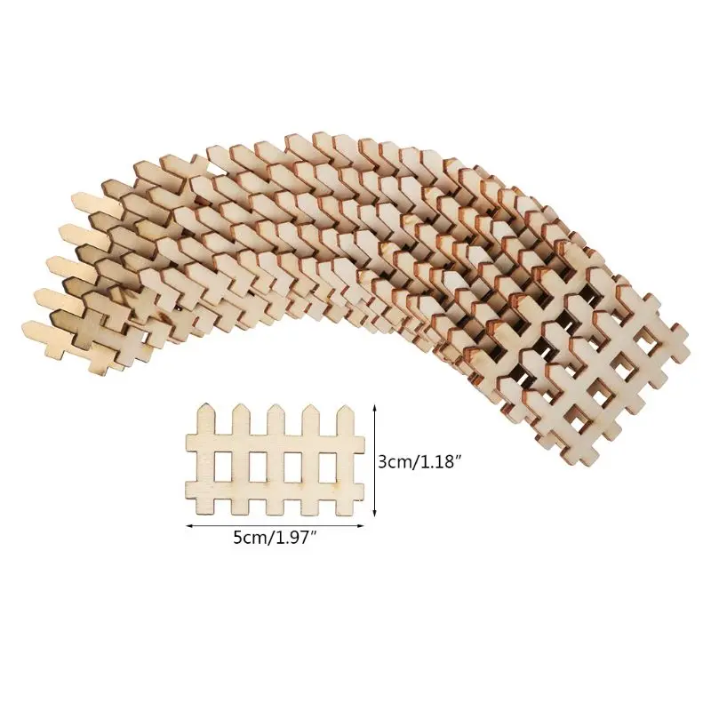 

25pcs Cut Wooden Fence Embellishment Wooden Shape Craft Wedding Deco