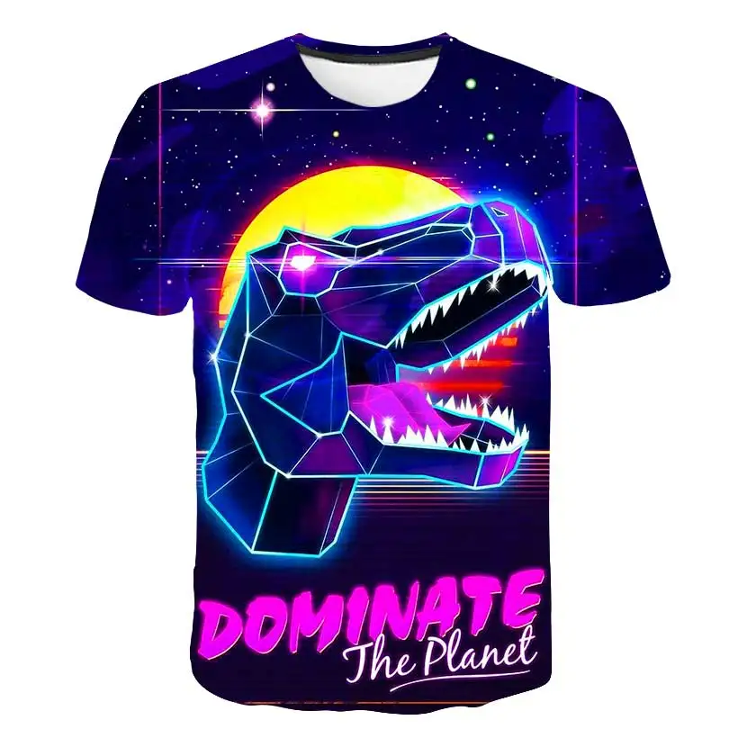 

2021 summer Dinosaur Head 3D Print T shirt Boys and girls Hiphop Tee Tshirt baby Multicolor animal Clothes Cosplay Costumes