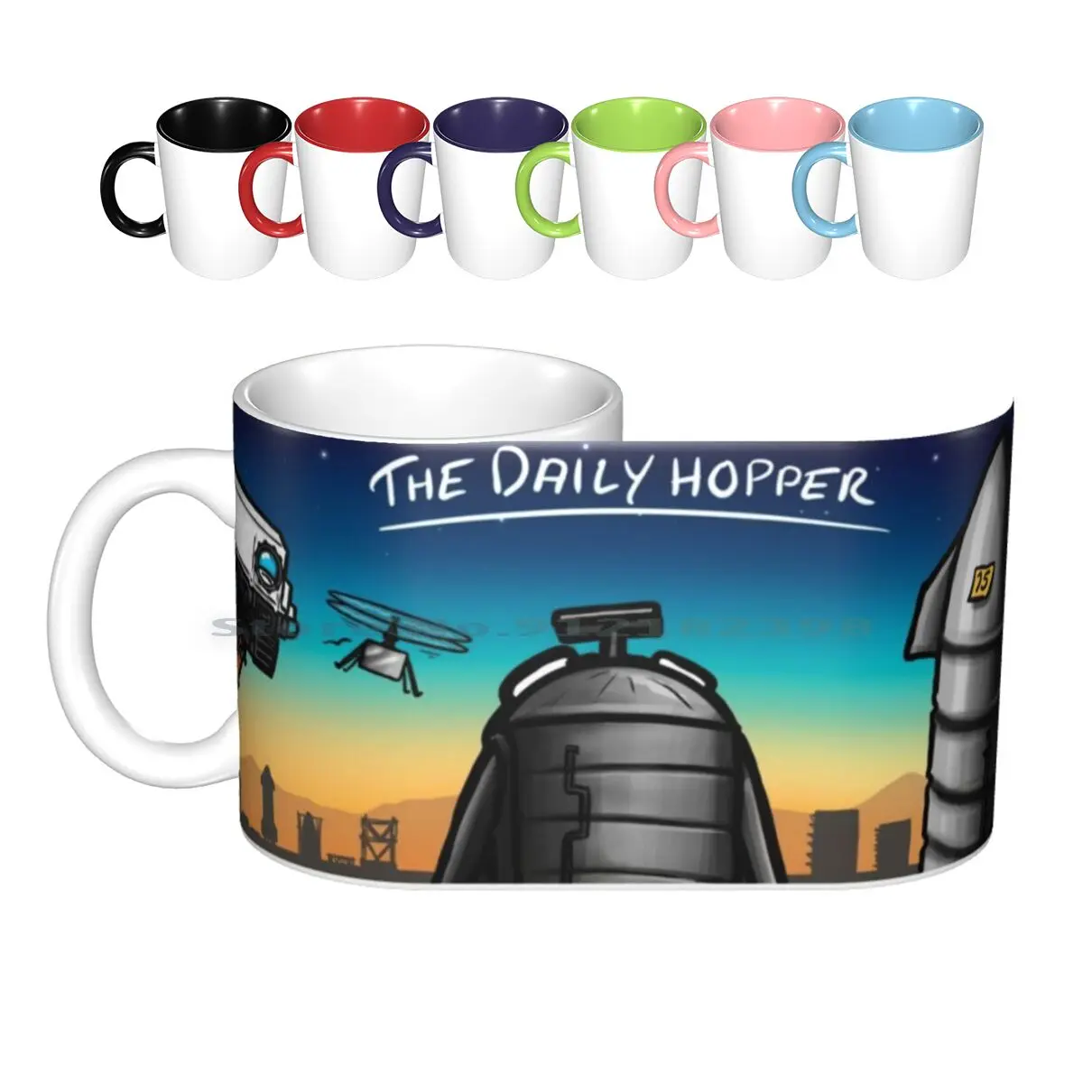 

Керамические кружки с загрузочным механизмом, кофейные чашки, Кружка для молока и чая, космическая кружка Spacex, Звездный Корабль, бункер с из...