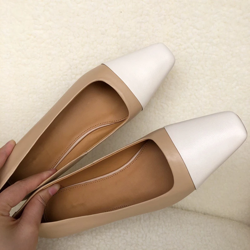 

Jenny&Dave England Style Office Lady Simple Fashion Color Matching Square Toe Heel Slip-On Loafers Women Shoes Woman Heel Shoes