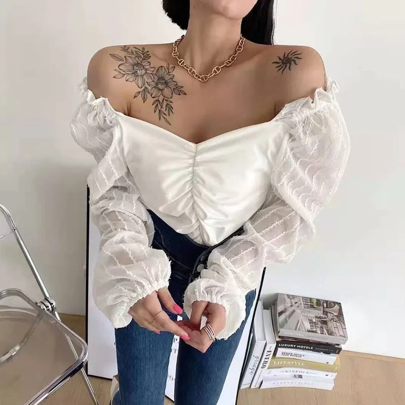 Женские Топы плиссированная полая Out (головоломка) с длинными рукавами для женщин