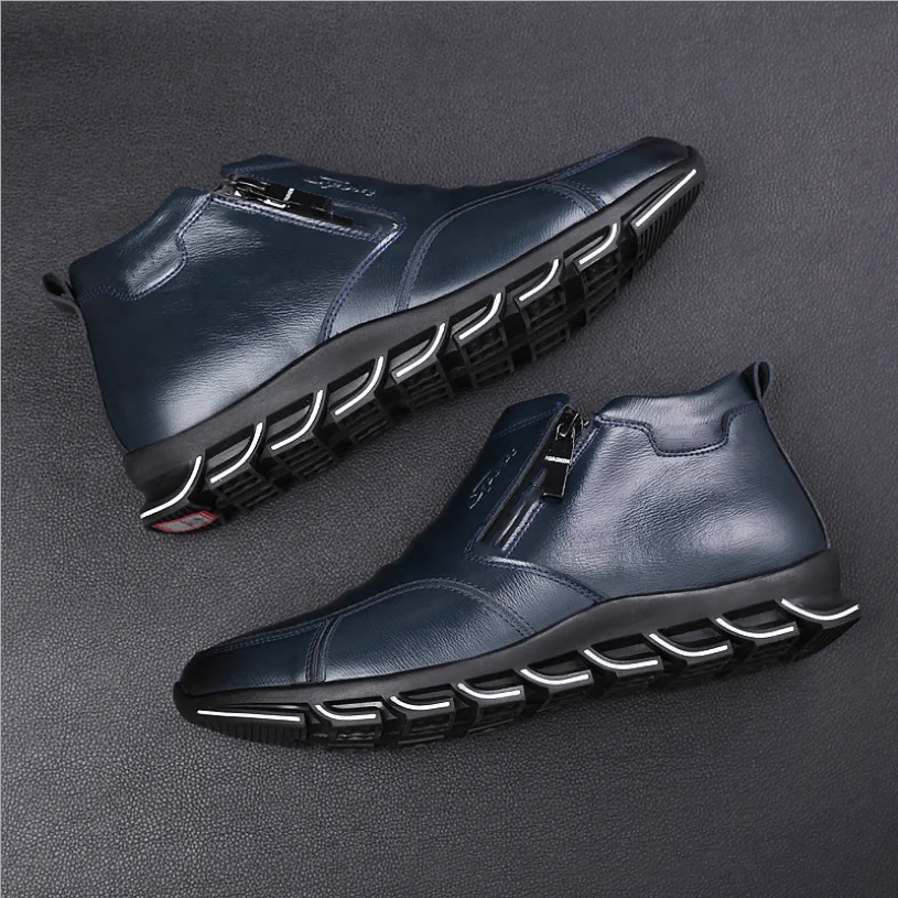 Мужские теплые ботинки челси AQ12 зимние из натуральной кожи 100% шерсти 2019 | Обувь