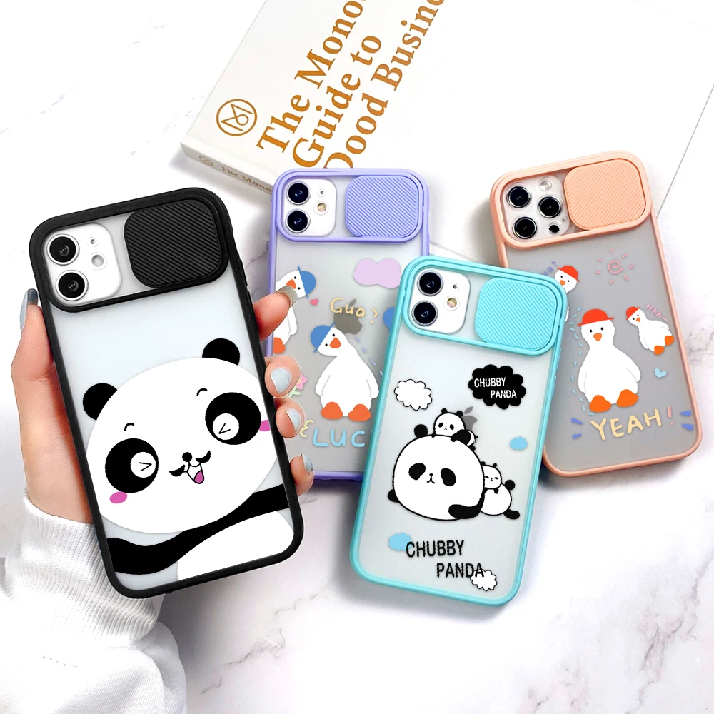 

Cute cartoon panda duck Phone Case For iPhone 11 Pro Max 12 Pro Mini XR XS 7 6 6S 8 Plus Camera Protection Silicone Phone Cover