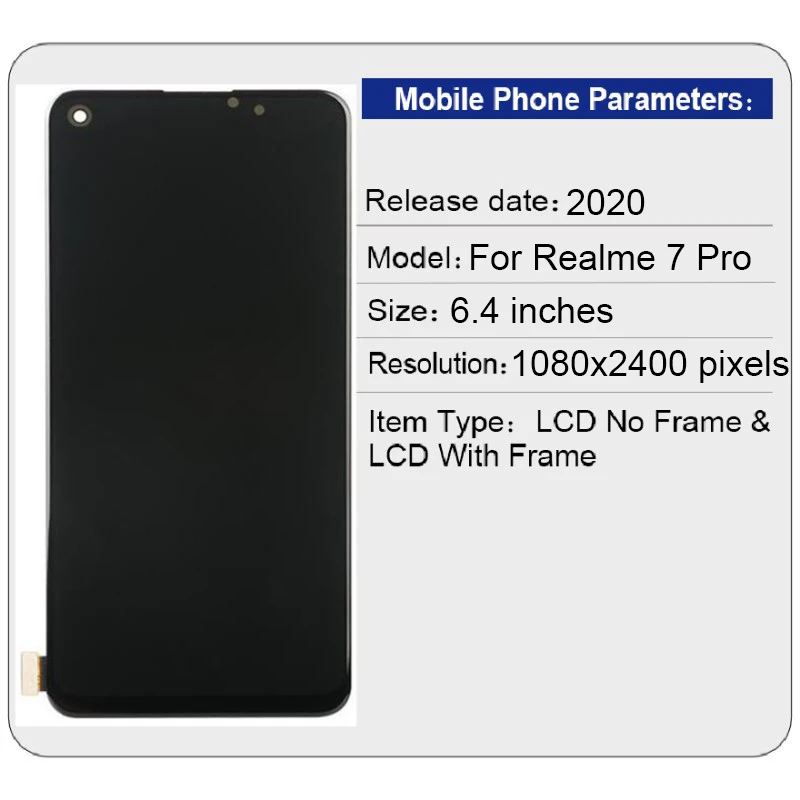 6 4 for oppo realme 7 pro lcd display with frame touch screen digitizer assembly for realme rmx2170 replacement parts free global shipping