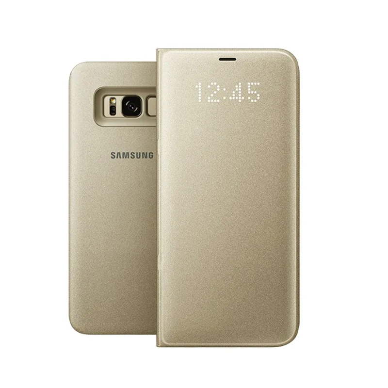 Gold Светодиодный чехол для samsung Smart Cover чехол для телефона EF-NG955 для samsung Galaxy S8 S8+ S8 Plus функция сна карман для карт - Цвет: Gold