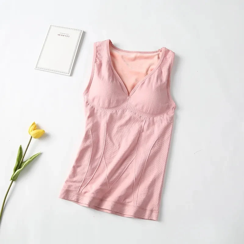 2022 Underwear Thermal Underwear Women Vest Tank Crop Top Sexy Bottoming Sling Fleece Vest Female Seamless Padded Vest