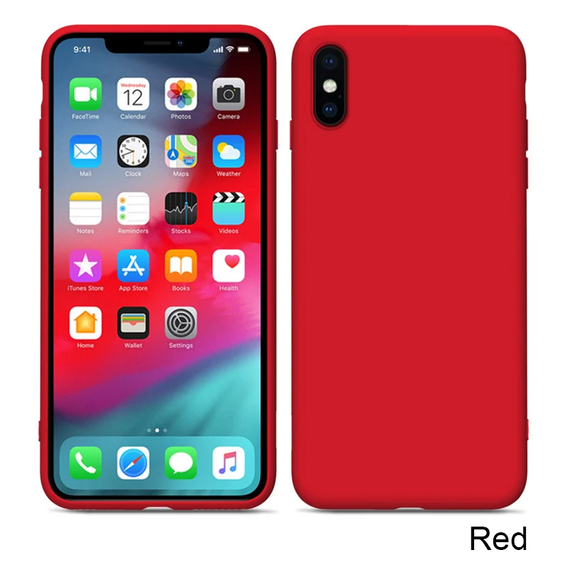 red Однотонный силиконовый чехол для iPhone 6, 6s plus, 6, 6s, 7 plus, 8 plus, 7, 8, чехол для Apple, Xs Max, Xr, X, XS, чехол для телефона - Цвет: red