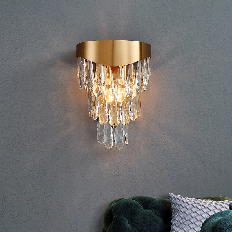 

Luxury Gold Crystal Wall Sconce Lamps Modern Living Room Bedroom LED Wall Lights Creative Home Decoration Lighting