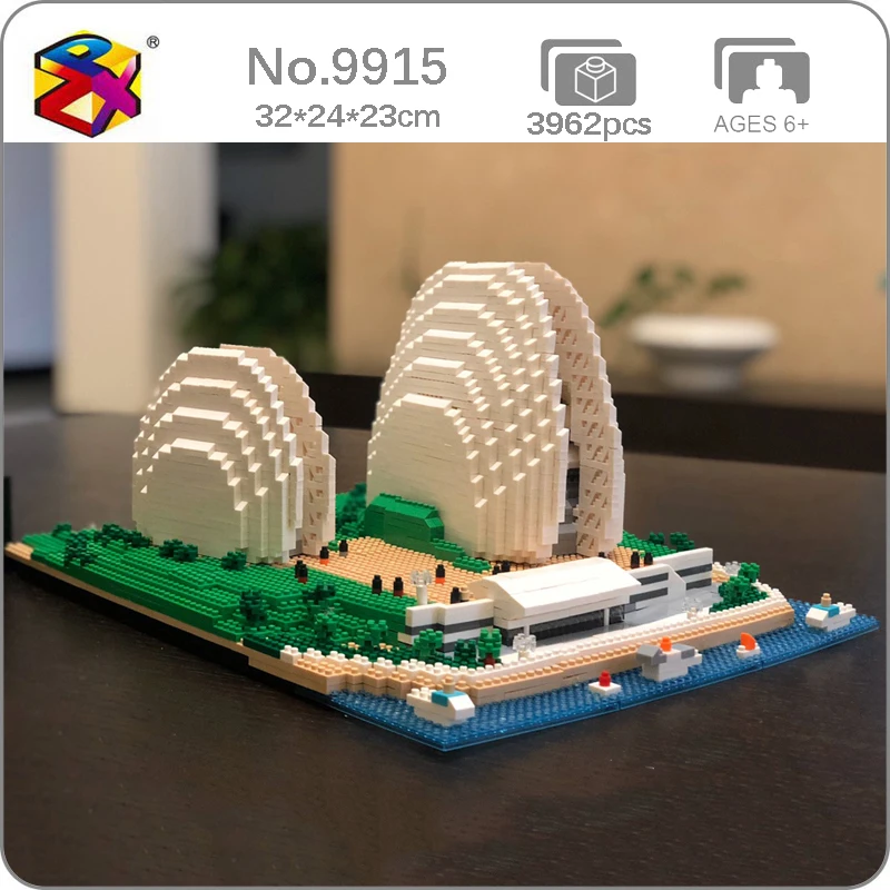 PZX 9915 мировая архитектура Zhuhai Shell Opera House 3D модель DIY Мини Алмазные блоки кирпичи