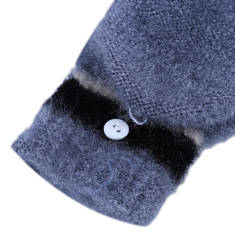 

women's Winter Fingerless Mittens Exposed Finger Glove Female Korean Version Of Lovely Solid Thickened Warm Fuzzy Flip Gloves
