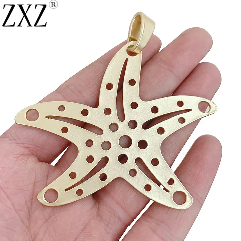 

ZXZ 2pcs Matt Gold Tone Large Starfish Sea Star Charms Pendants for Necklace Jewelry Making Accessories 74x70mm