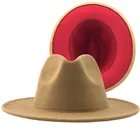 Тренд Тан с красной подошвой Лоскутная простая шерстяная фетровая шляпа джаз Fedora для мужчин женщин мужчин широкие поля Панама Трилби ковбойская Кепка для вечерние