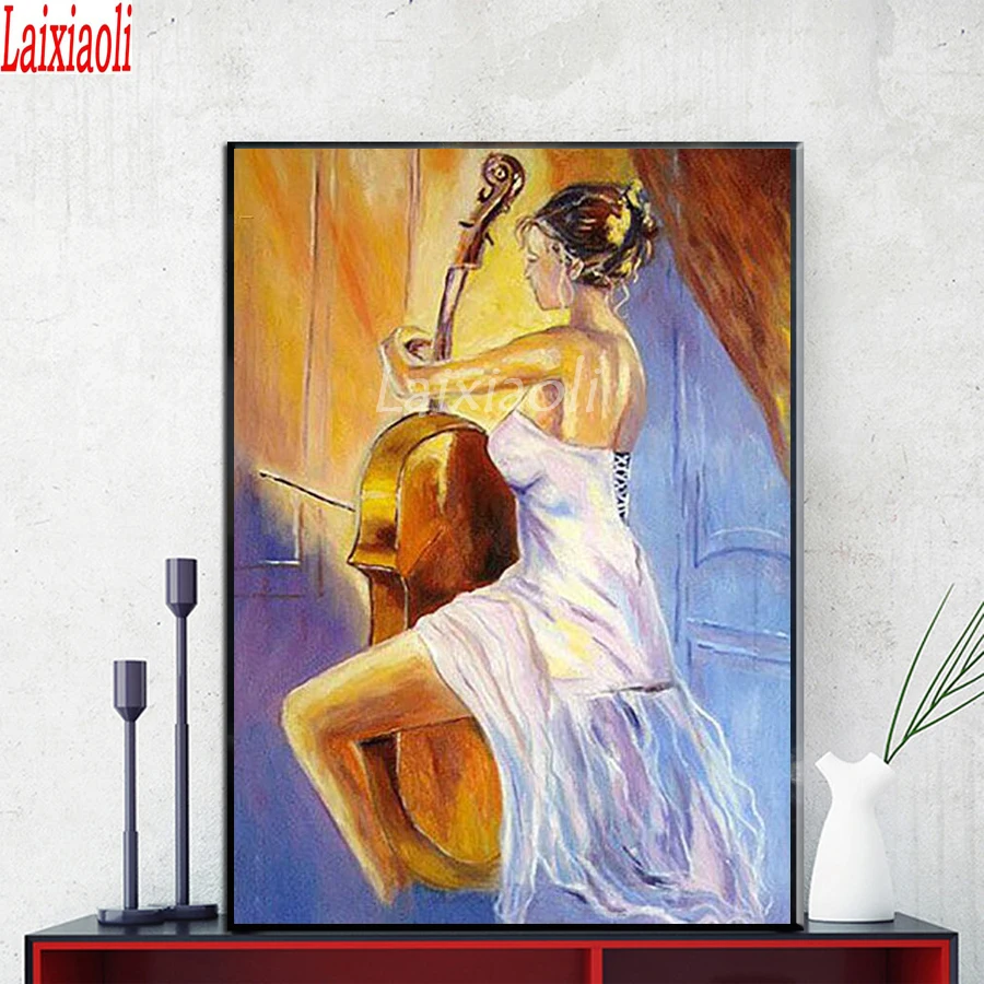 Алмазная вышивка в виде виолончели сделай сам полноразмерная круглая алмазная