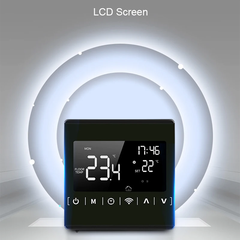 

LCD Touch Screen Thermostat AC85-240V Smart Thermostat Temperature Controller for Water Electric Floor Heating Gas Boiler Works