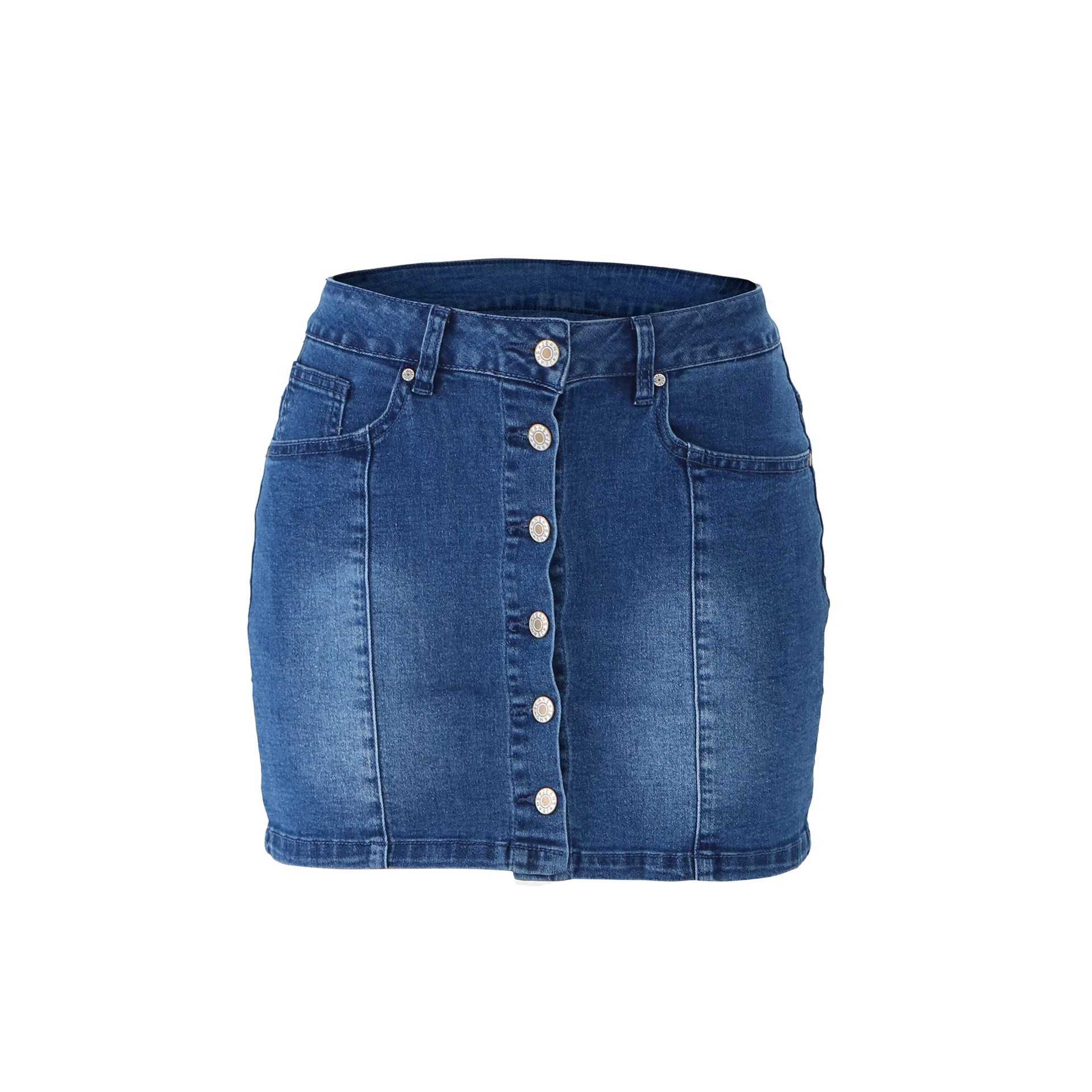 

Women's Bodycon Dark Washed Midi Denim Pencil Skirt