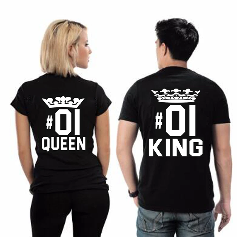 BTFCL футболка унисекс с буквенным принтом King queen 01 для женщин и мужчин парная