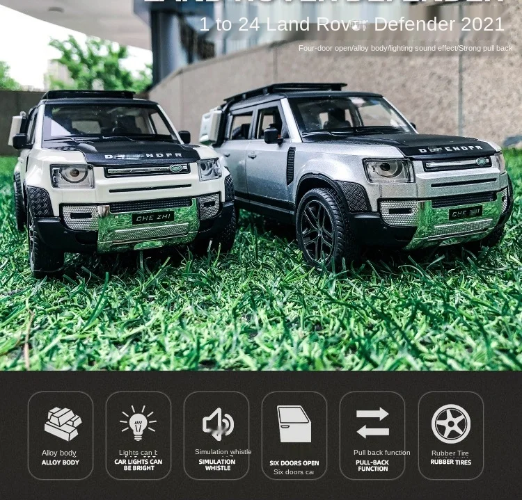 

New 1:24 Land Rovers Defender SUV Alloy Car Model Simulation Collection Car Car Toy with Open Doors Children's Gift