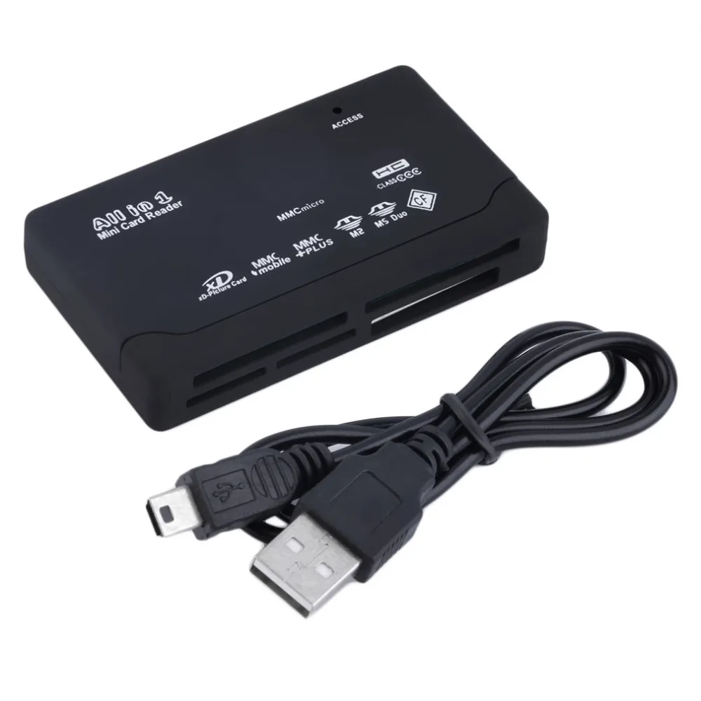 Универсальное черное внешнее высокоскоростное USB 2,0 устройство для чтения карт памяти XD MMC MS CF TF Mini M2 Phone PC camera