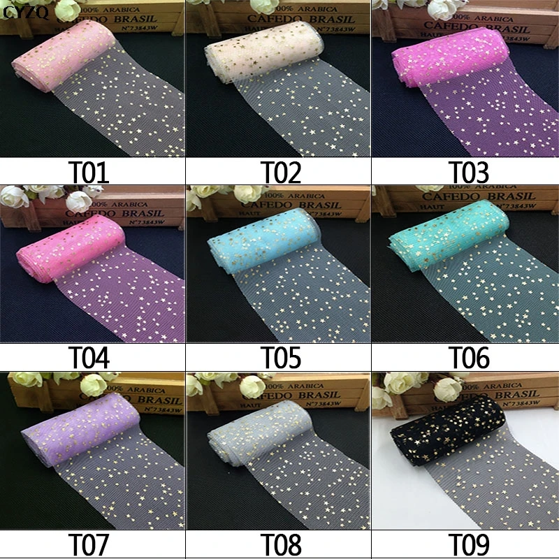 6 см * 5 ярдов мягкая с блестками звездочками Тюль в рулонах для свадьбы декор Mariage