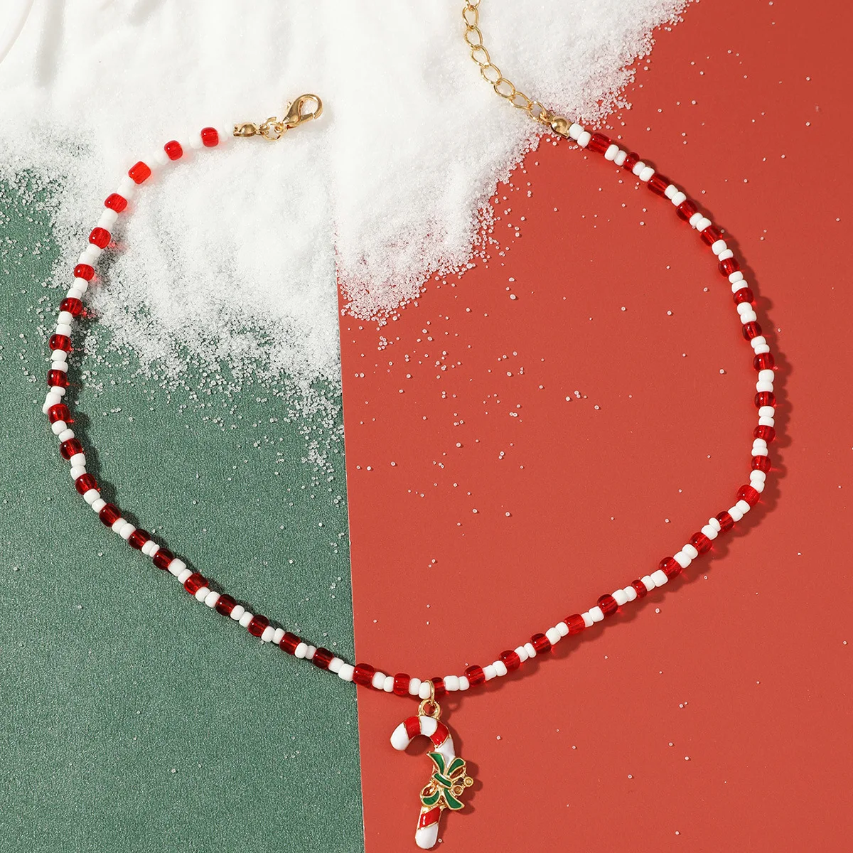 

Fashion Metal Geometric Necklaces Womens Vintage Neck Chain Christmas Red Measle A Cane Choker Necklaces Jewelry for Girls