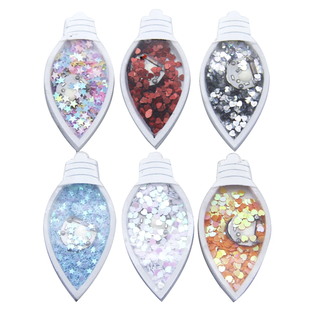 Рождественский светящийся зыбучий песочный светильник Bling Shaker Sequins акриловое плоское украшение из смолы с струящимися блестками для самодельных бантов для волос, 1Yc7509