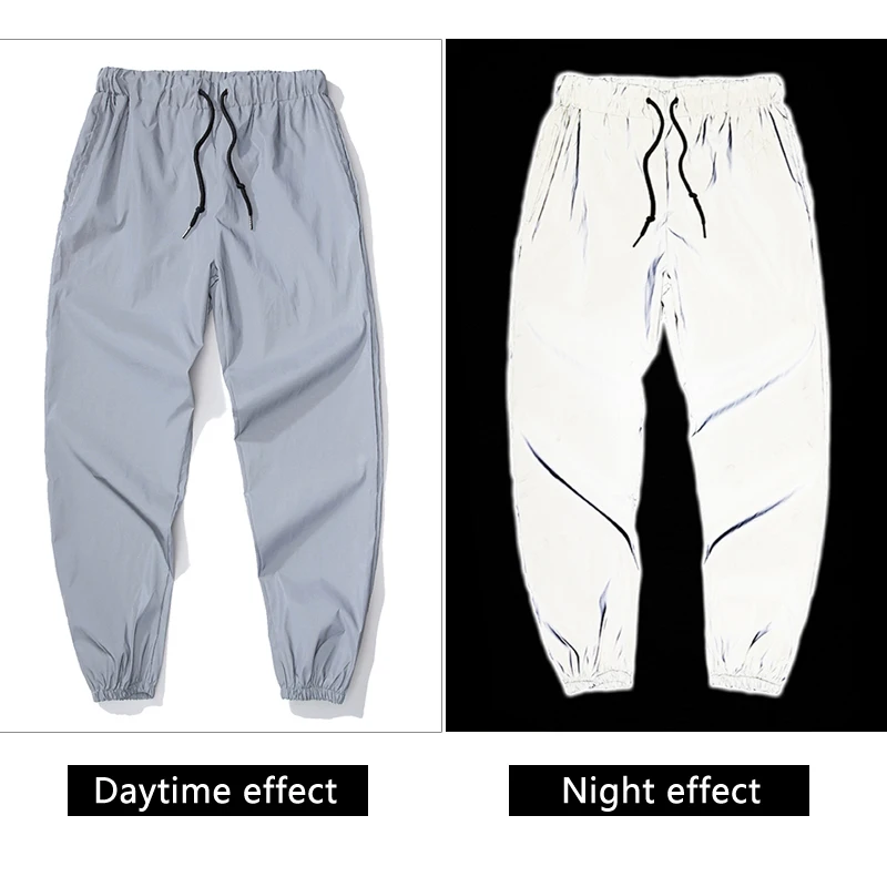 Брюки мужские светоотражающие уличная одежда модные штаны-султанки в стиле