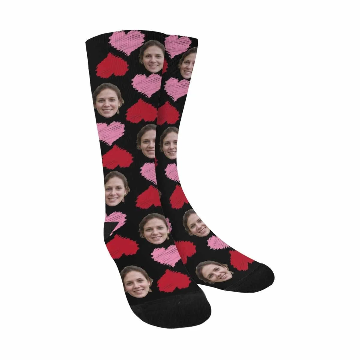 

Custom Face Red Pink Romance Sublimated Crew Socks