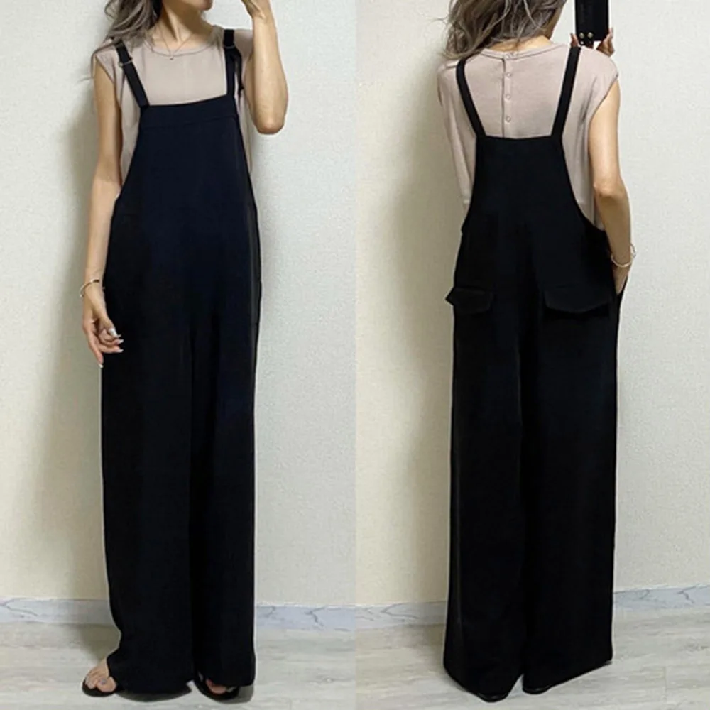 Комбинезон женский длинный на бретельках Простой повседневный свободный Милая