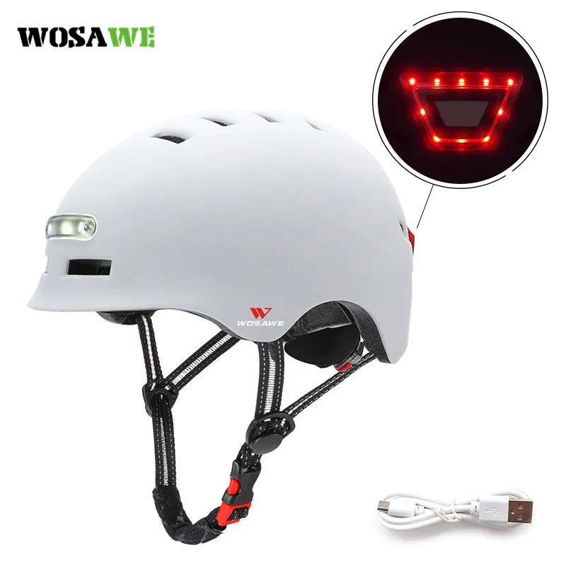WOSAWE Мужские Женские спортивные шлемы для скейтборда с передними фарами задние