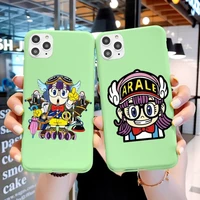 anime dr slump arale phone case for iphone 6 6s 7 8 plus x xs xr xsmax 11 12 pro promax 12mini candy green silicone cover