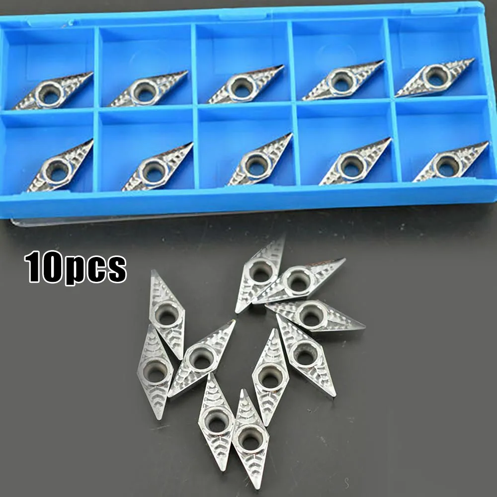 

10pcs For Aluminum VCGT110308-AK H01 Silver Inserts Lathe Metalwork Tool Cutting