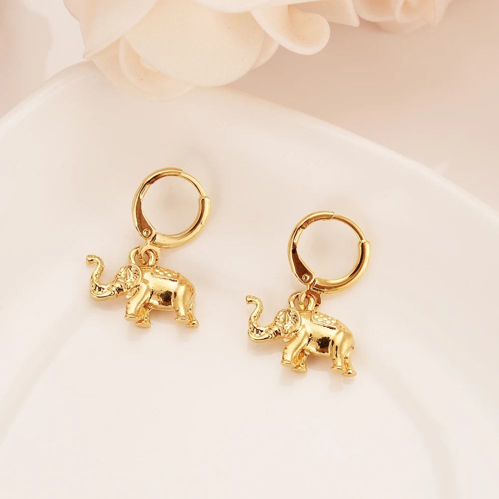 Ожерелье и серьги с изображением милого слона золото 24 к|Ювелирные наборы| |