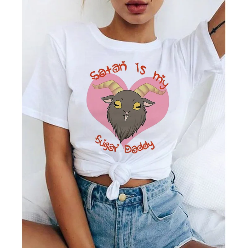 Yes daddy сатана это мой сахар Футболка папа Эстетическая одежда Kawaii Harajuku Женский Топ