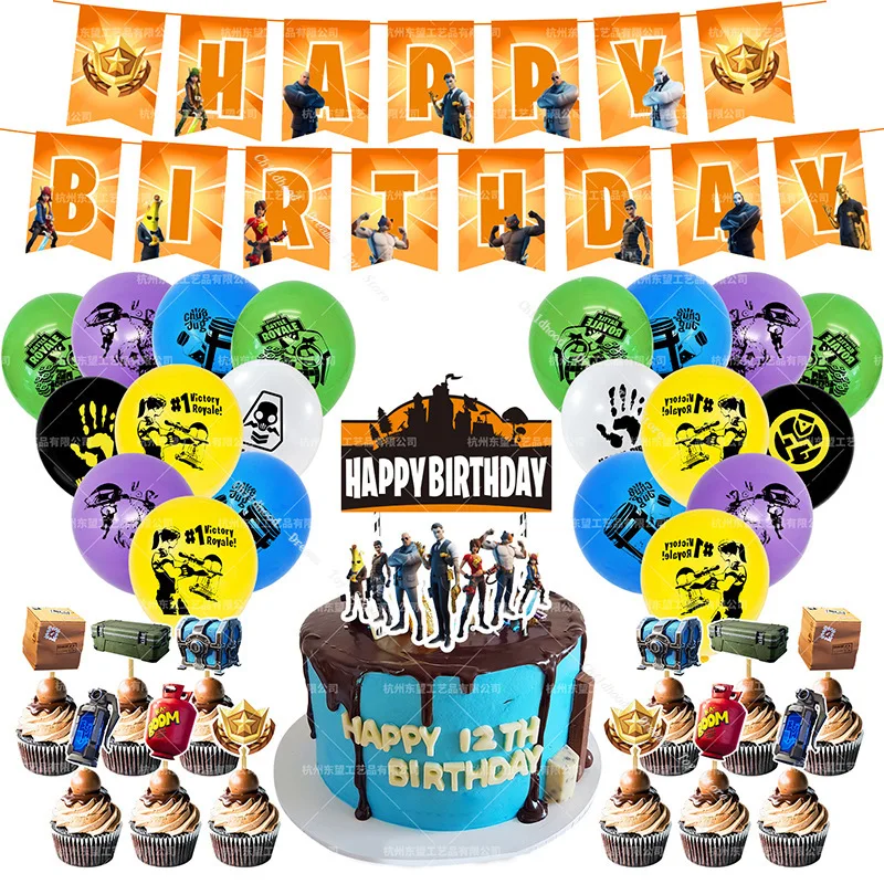 Оригинальный игра Fortnight вечерние украшения набор тянуть флаг вкладыш для торта