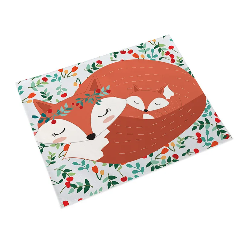 Симпатичный Лисий хлопковый льняной коврик коврики для обеденного стола