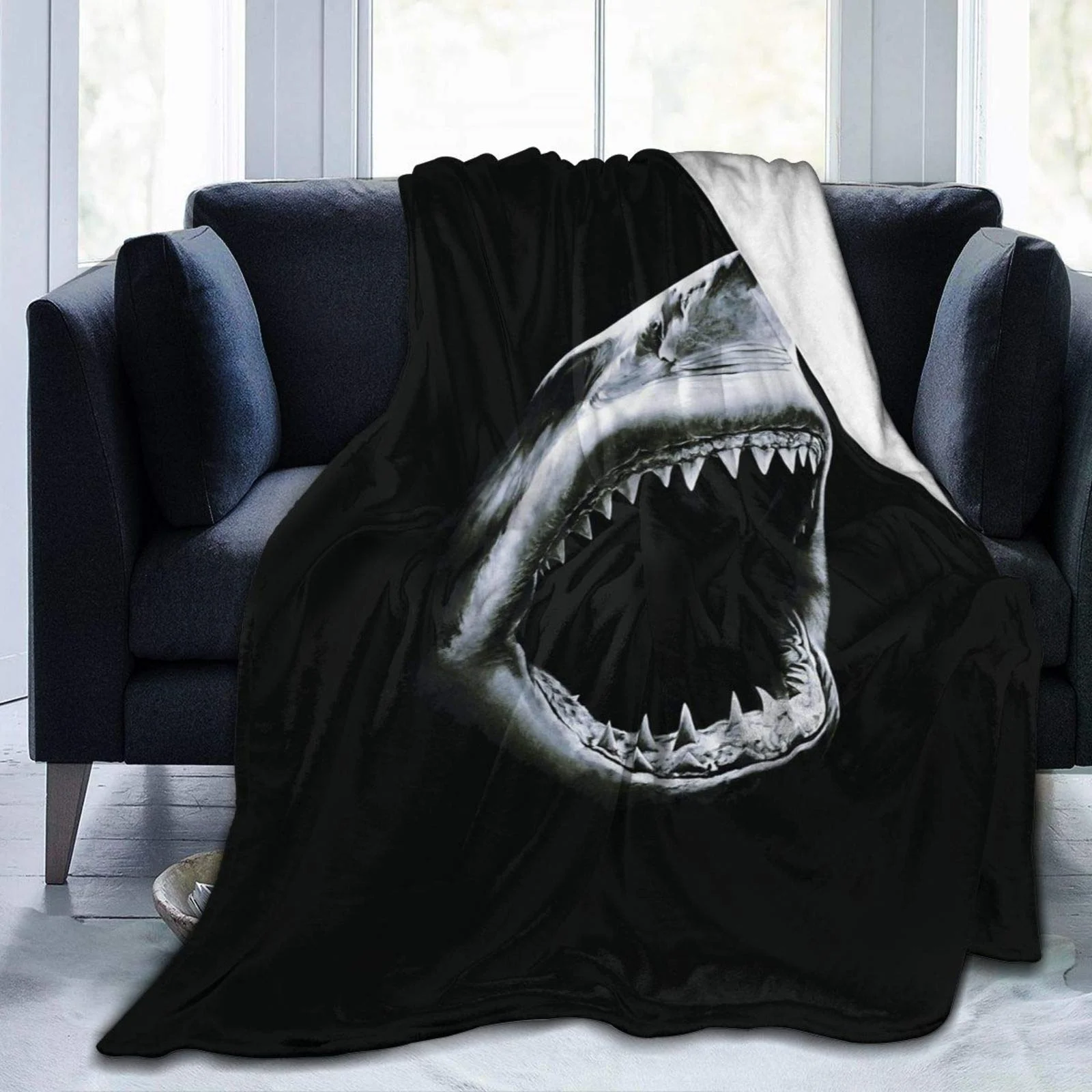 

Shark Warm Flannel Blanket Pastoral Style Bedroom Quilt Living Room Sofa Towel For Adults Children 60*80 Inches